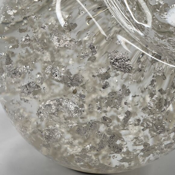 Goldenflow Studios Hand Blown .999 Fine Silver Infused Paperweight Snow Globe 3" - Picture 7 of 8